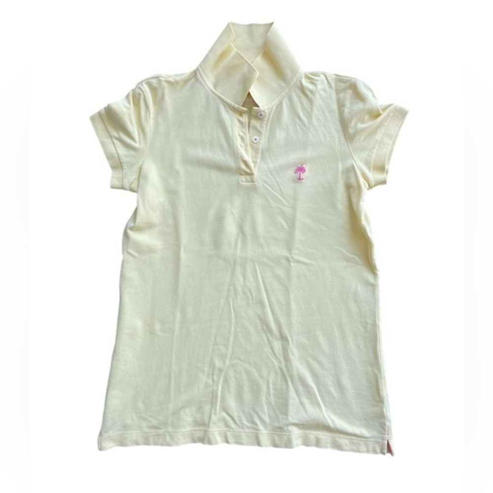 LILLY PULITZER Island Polo Yellow Pink Short Sleeve Preppy Shirt Size Small - Picture 4 of 8